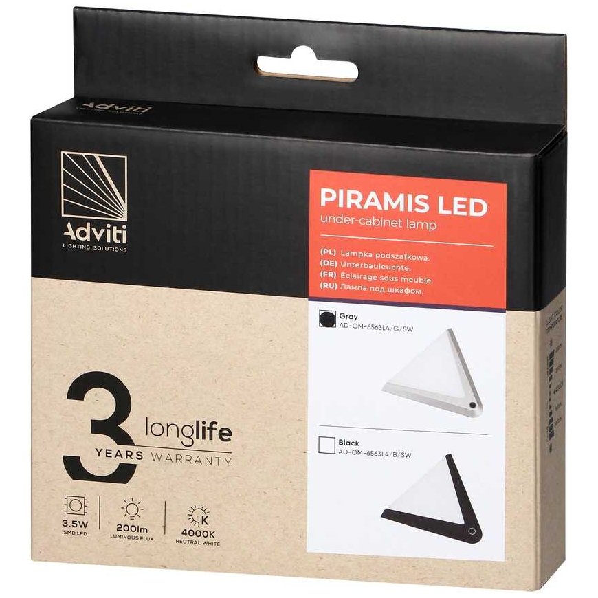 Orno PIRAMIS LED bulb under the body 3.5W, 200lm, 4000K, with a touchless switch, gray – 4