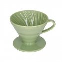 Hario V60-02 keramikas kafijas pilinātājs Smokey Zaļš Hario V60-02 keramikas kafijas pilinātājs Smokey Zaļš