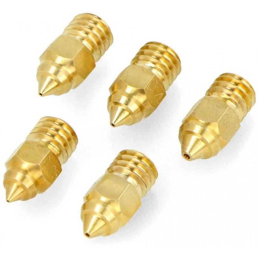 Creality MK-ST messingotsik 0.25mm/0.4mm/0.6mm/0.8mm - plastmass 1.75mm - messing - 5 tk
