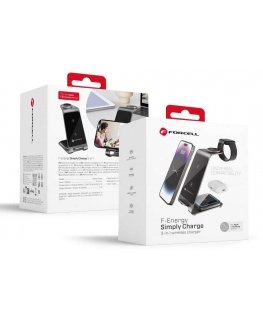 Forcell F-Energy 3in1 Simply Charge induktiolaturi, alumiini, yhteensopiva Apple Watchin ja Samsung Watchin kanssa, harmaa