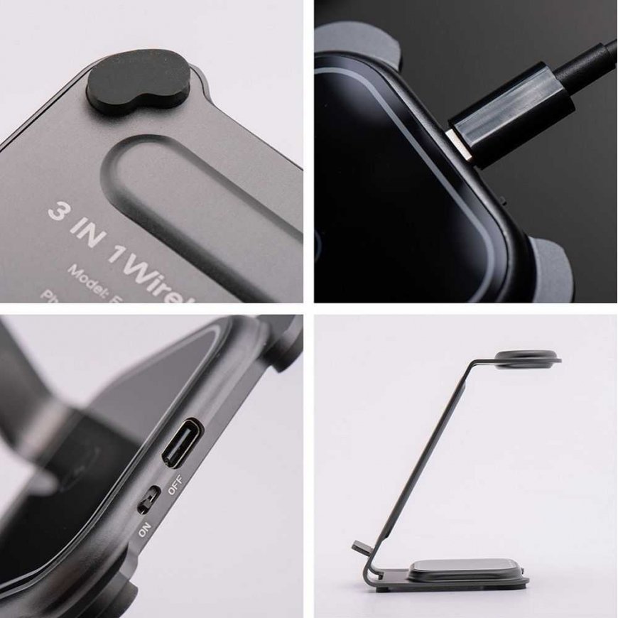 Forcell F-Energy 3in1 Simply Charge induction charger, aluminum, compatible with Apple Watch and Samsung Watch, gray – 4