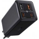 Baseus Sienas lādētājs GaN6 Pro 100W 2xUSB-A + 2xUSB-C QC PD ar USB-C kabeli 1m, melns Baseus Sienas lādētājs GaN6 Pro 100W 2xUSB-A + 2xUSB-C QC PD ar USB-C kabeli 1m, melns