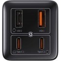 Baseus Wall Charger GaN6 Pro 100W 2xUSB-A + 2xUSB-C QC PD with 1m USB-C cable, black