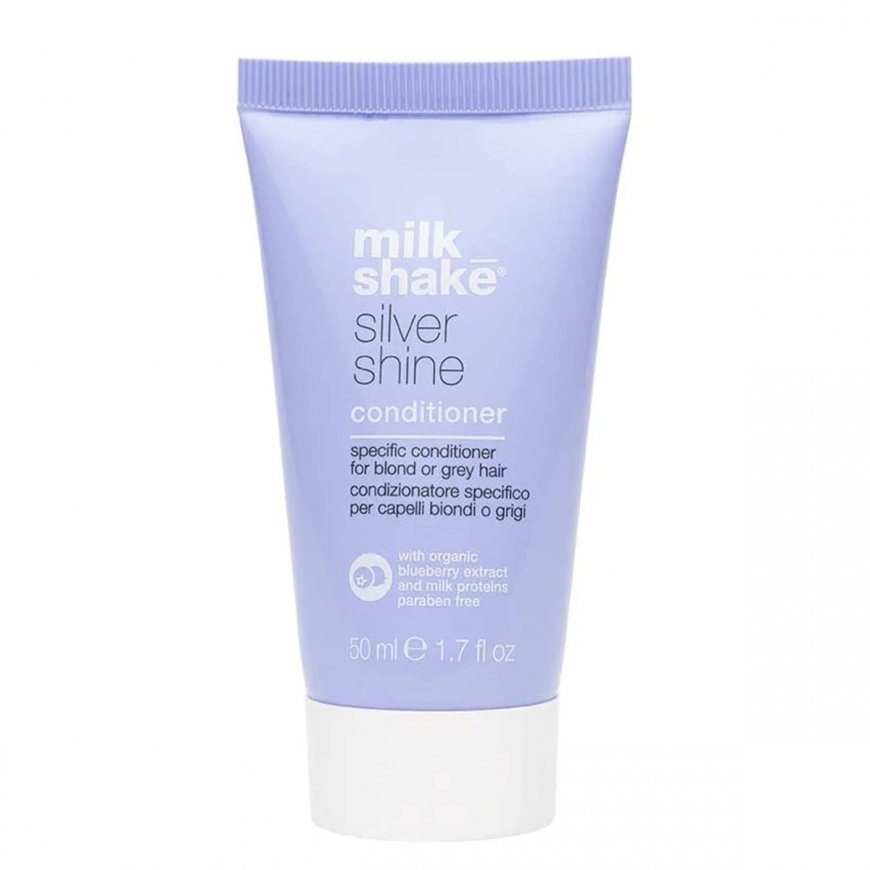 Maitoshake, Sidabrinis Shine, Parabeeniton, Hiustenhoitoaine, Geltonan sävyjen neutraloimiseen, 50 ml