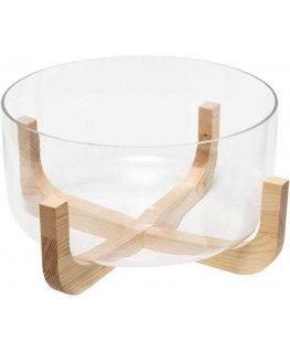Secret De Gourmet ARHA glass salad bowl with wooden base, Ø 28 cm