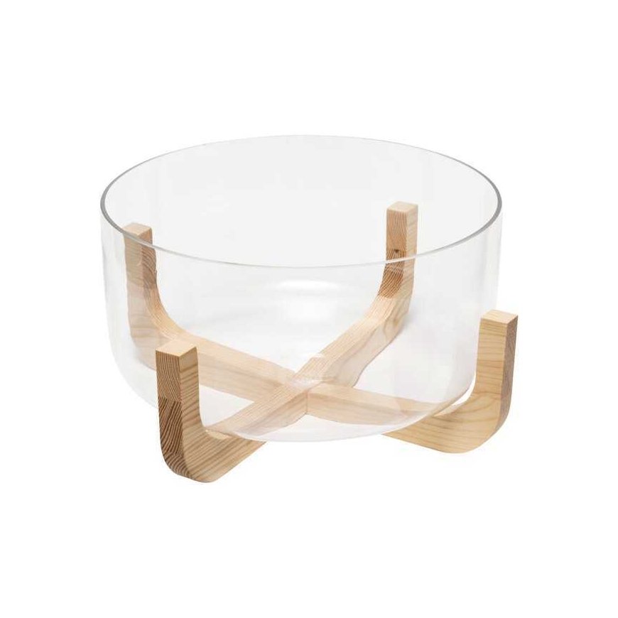 Secret De Gourmet ARHA glass salad bowl with wooden base, Ø 28 cm
