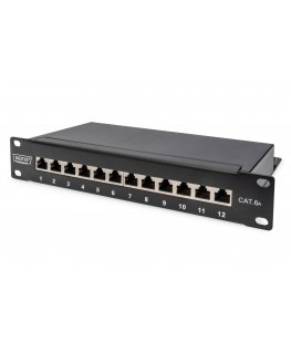 Digitus CAT 6A Patch Panel, shielded, 12-Port, 1HE, 10", black