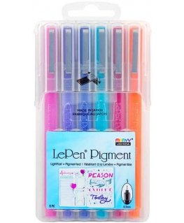 MARVY stylish fine tip pens 4900-6B "Le Pen Pigment" Jewel, 6pcs.