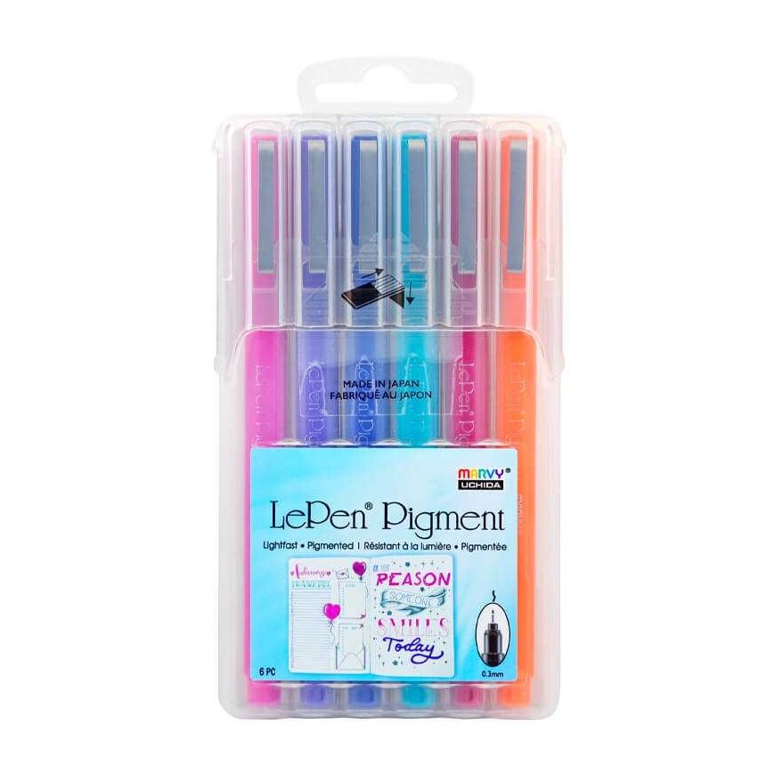 MARVY stilīgi pildspalvas ar plānu galu 4900-6B "Le Pen Pigment" Jewel, 6 gab.