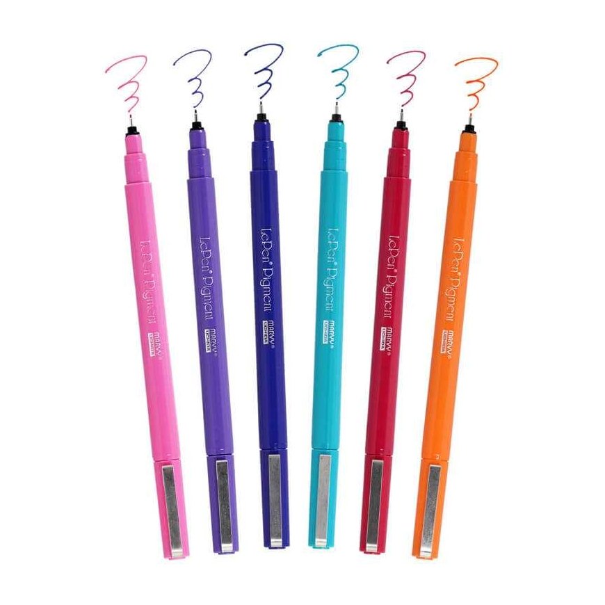 MARVY stiilne õhuke otsikuga pliiats 4900-6B "Le Pen Pigment" Jewel, 6tk. – 2