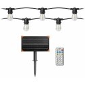 Orno Solar String Lights – 1 10 m string (10 lamps) + 10 LED bulbs 0.1W E27, 3000K + 1 free bulb