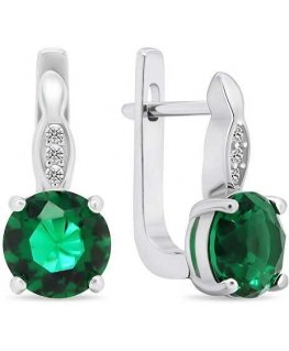 Brilio Silver Luxurious silver earrings with green zirconia EA548WG
