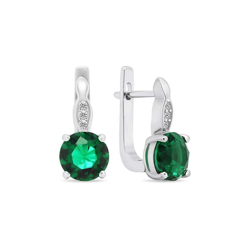 Brilio Silver Luxurious silver earrings with green zirconia EA548WG