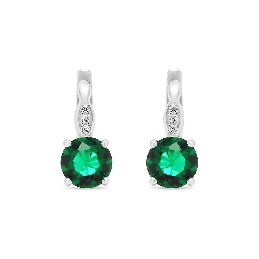 Brilio Silver Luxurious silver earrings with green zirconia EA548WG – 2