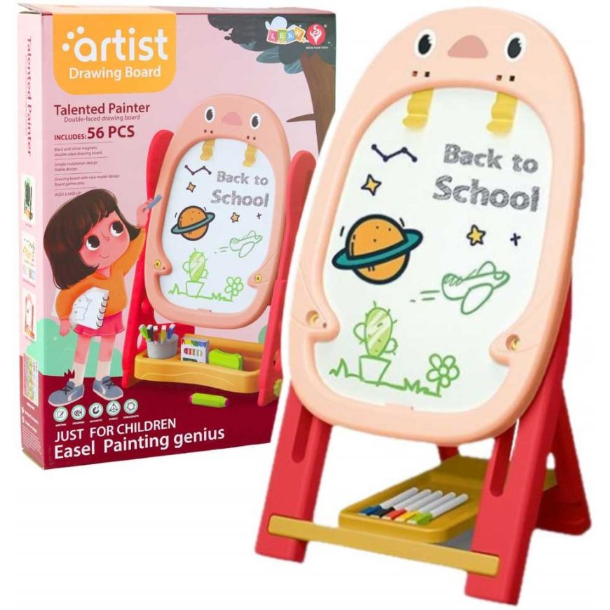 Lean Toys Double-sided magnetic board 67x37x25 cm with game set, 56 pcs.