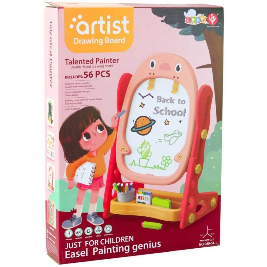 Lean Toys Double-sided magnetic board 67x37x25 cm with game set, 56 pcs. – 4