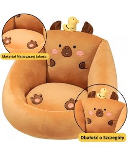 Мягкое кресло для детей Lean Toys с капибарой и подушкой, коричневое, 50x45 см