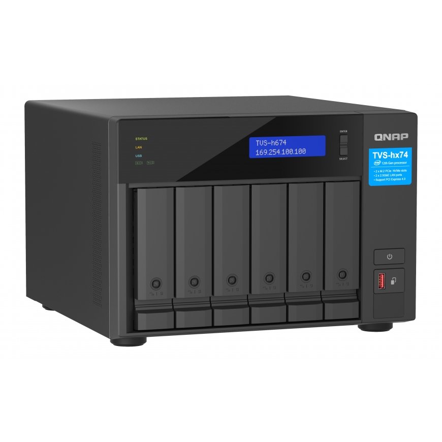 QNAP TVS-H674T-I5-32G võrkupääsu- ja varundusserver NAS Tower Intel® Core™ i5 i5-12400 32 GB DDR4 HD – 3