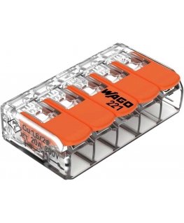 Orno „Wago“ 5-napainen liitin, malli: 221-415, 0,20 - 4,00 mm², 10 kpl.