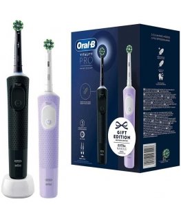 Oral-B Vitality Pro D103 Duo Electric Toothbrush - Black & Purple
