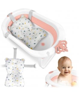 Foldable baby bath for children, infants with insert Ricokids RK-286 white and pink