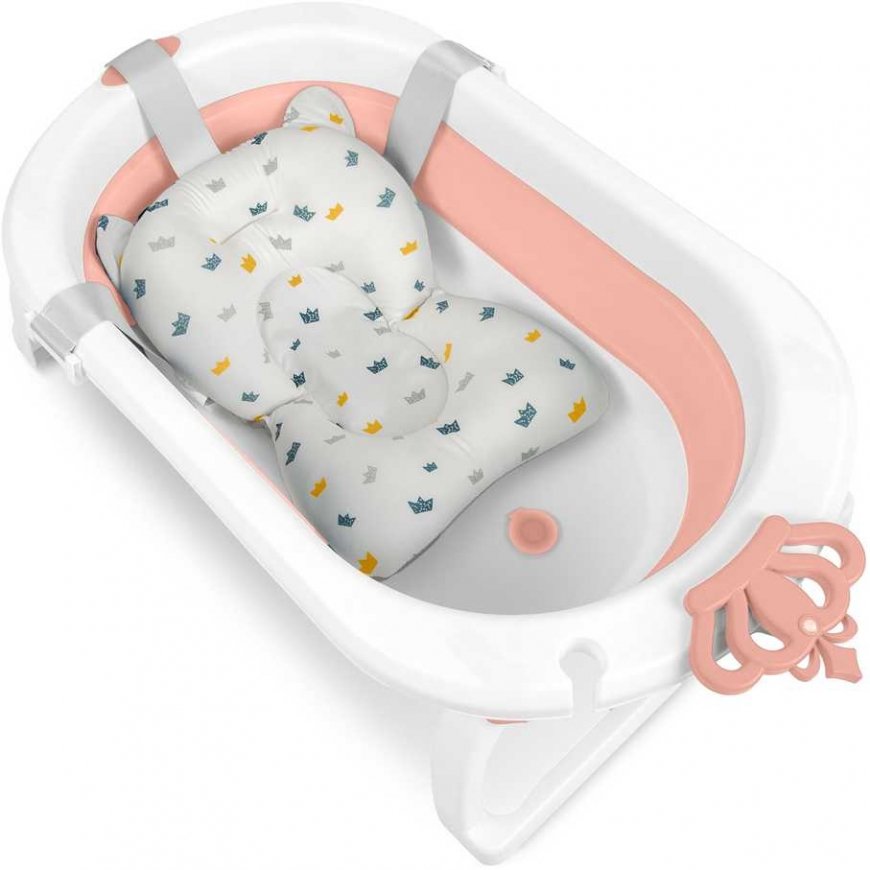 Foldable baby bath for children, infants with insert Ricokids RK-286 white and pink – 2