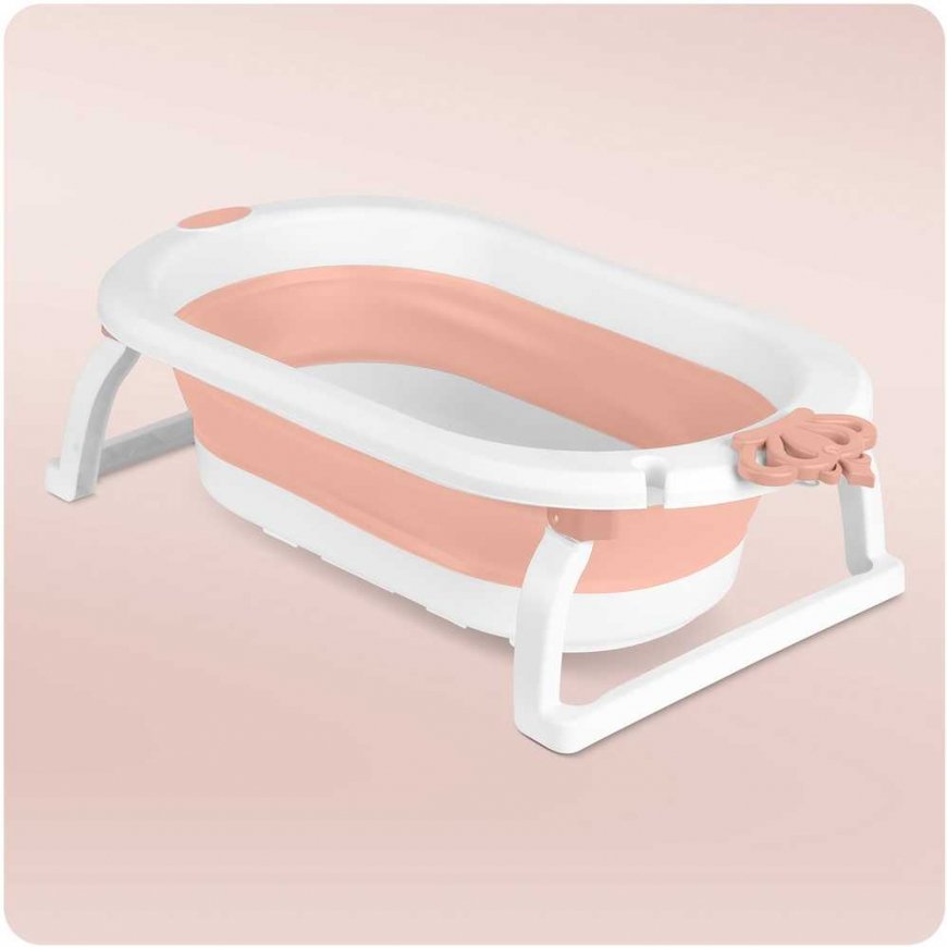 Foldable baby bath for children, infants with insert Ricokids RK-286 white and pink – 3