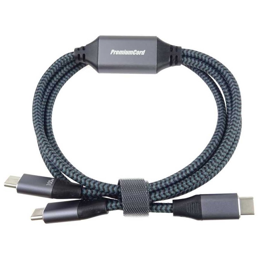 PREMIUMCORD USB-C įkrovimo laidas, 2xUSB-C į USB-C, 100W, 1m, juodas – 3