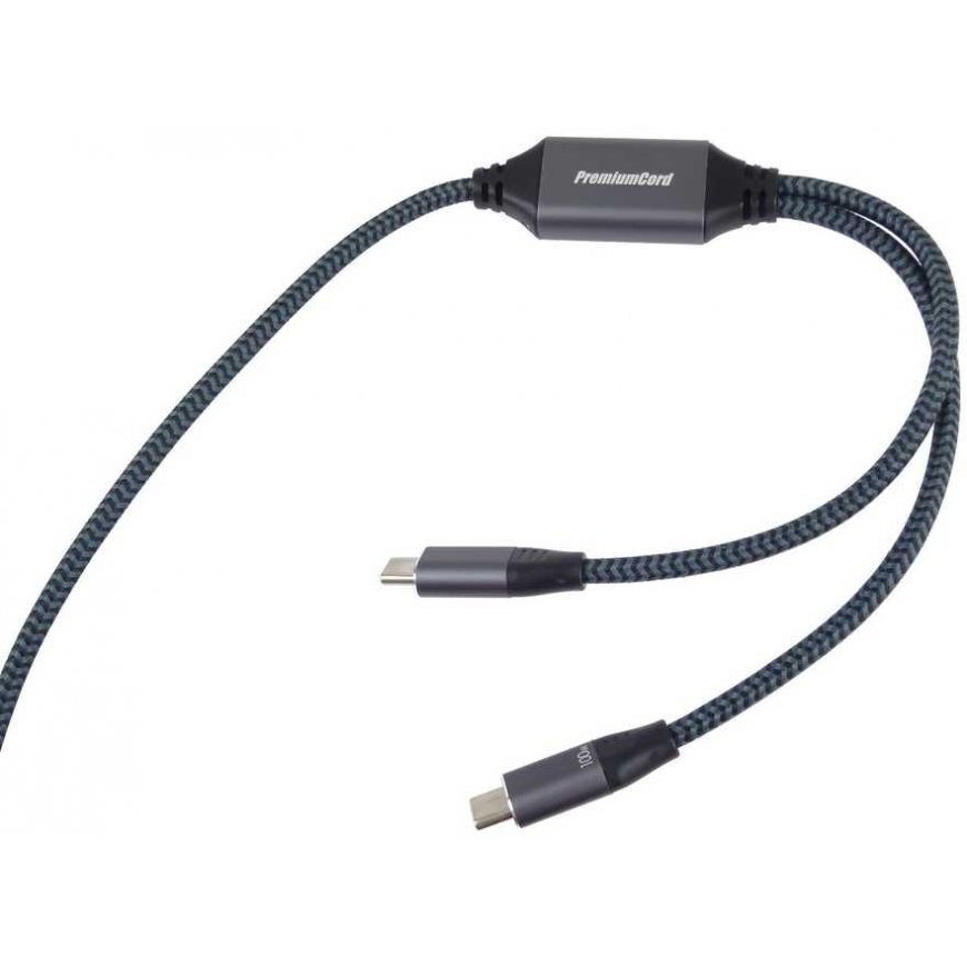 PREMIUMCORD USB-C įkrovimo laidas, 2xUSB-C į USB-C, 100W, 1m, juodas – 5