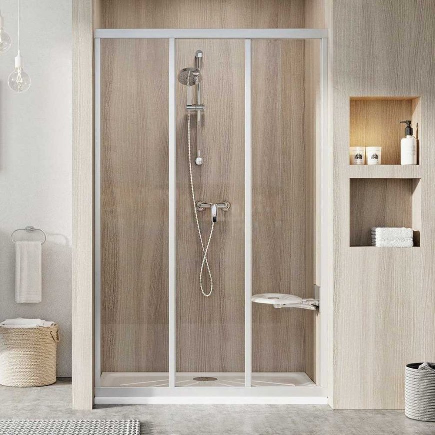 Sliding shower doors Ravak Supernova, ASDP3-100 198, satin+transparent glass