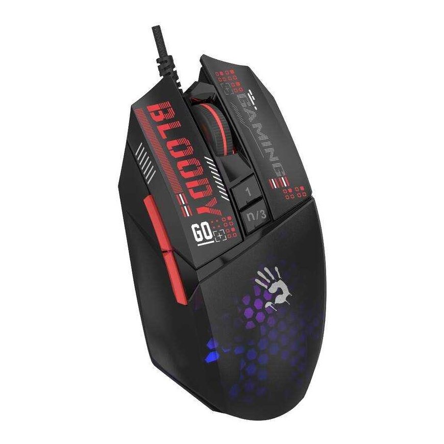 Pelė A4Tech BLOODY W60 Max Mini, su pašvietimu herní pelė, 12000 DPI, juoda, USB – 3