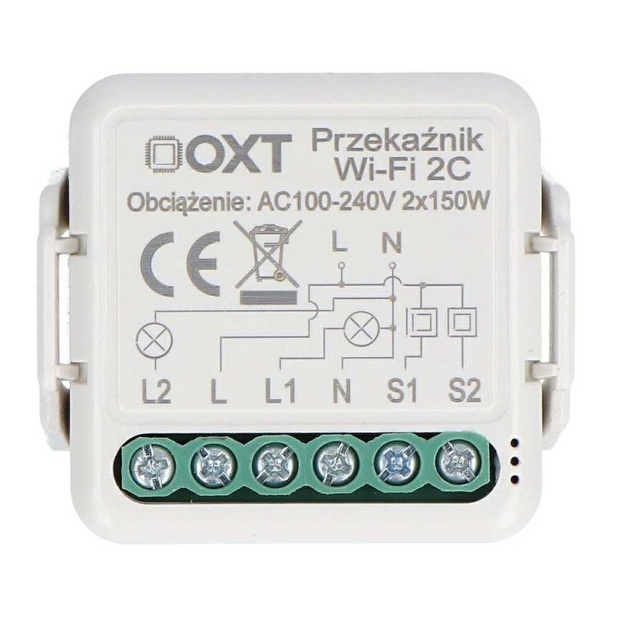 Tuya – two-channel mini relay – WiFi – Android/iOS app – OXT T222 – 2
