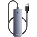 Хаб 4в1 Baseus UltraJoy Lite 50см USB-A до 4x USB 3.0 + USB-C 5В (серый)