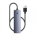 Hub 4in1 Baseus UltraJoy Lite 50cm USB-A iki 4x USB 3.0 + USB-C 5V (pilka)