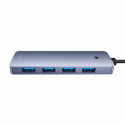 Hub 4in1 Baseus UltraJoy Lite 50cm USB-A iki 4x USB 3.0 + USB-C 5V (pilka)