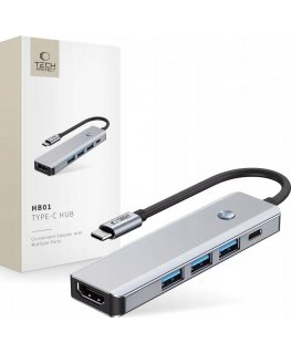 Tech-Protect HB08 4in1 USB-C + USB2.0 + 2 x HDMI 4K 60HZ -sovitin