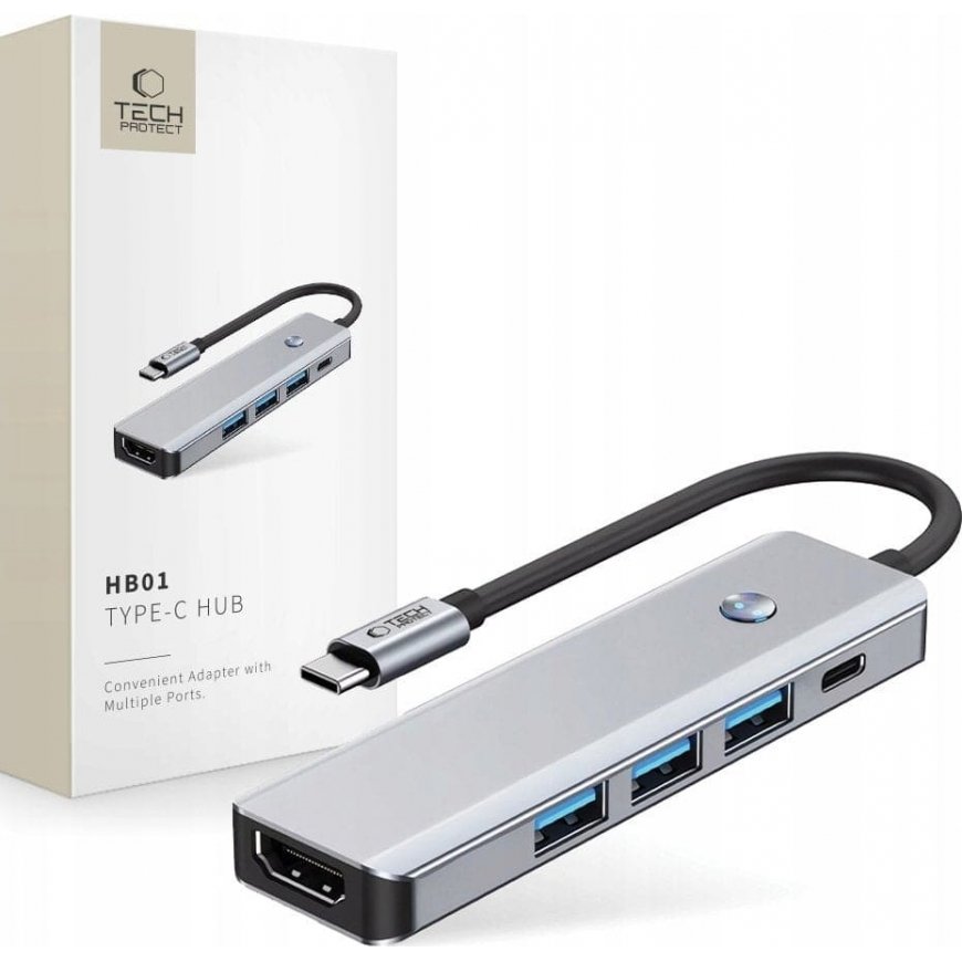 Tech-Protect HB08 4in1 USB-C + USB2.0 + 2 x HDMI 4K 60HZ -sovitin