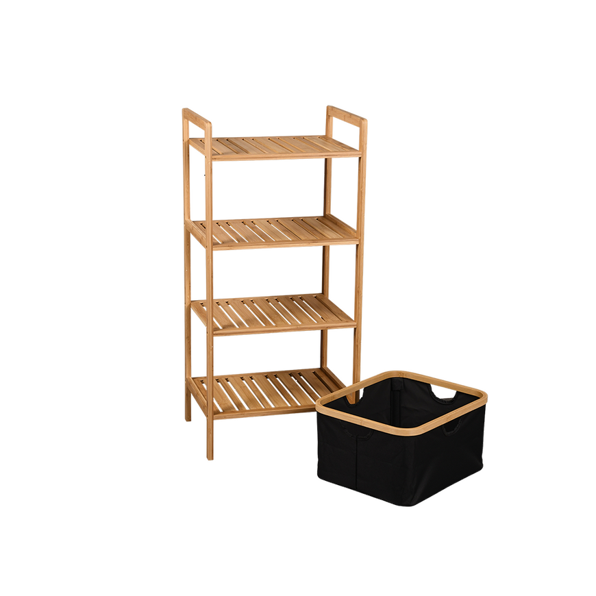 Kesper Bamboo shelf with pull-out basket, 93.5 cm – 5