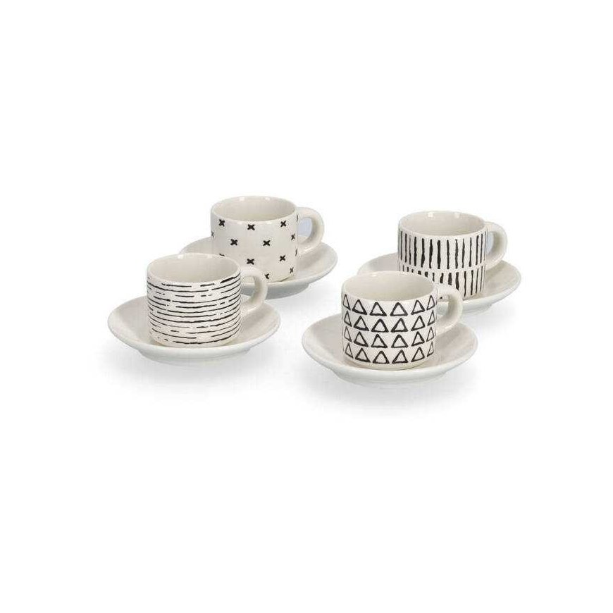 Zeller Espresso cup set with geometric patterns, 70 ml