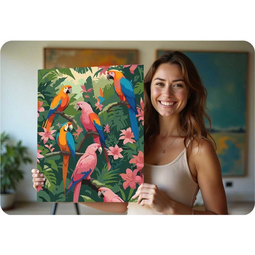 Kuva maalaamiseen numeroilla 40x50 cm Massido Papukaijat – 5