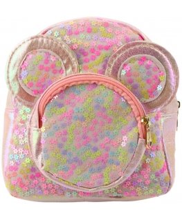 Lean Children's backpack with sequins, mouse ears, pink 22 cm, 3 l