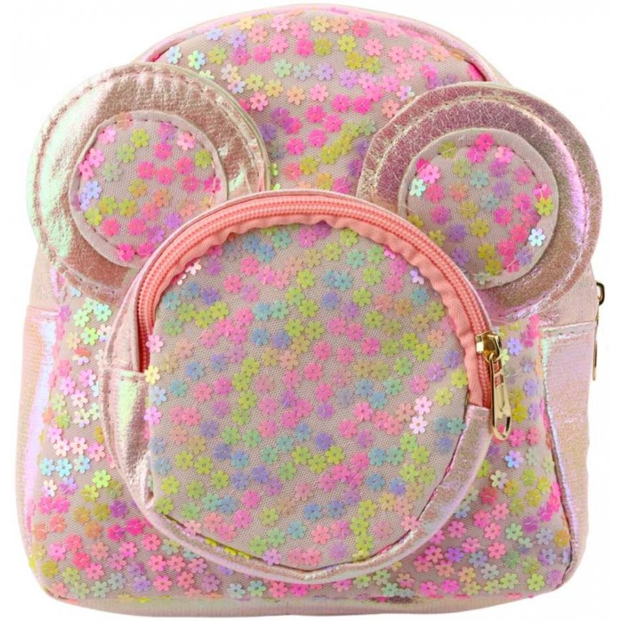 Lean Children's backpack with sequins, mouse ears, pink 22 cm, 3 l
