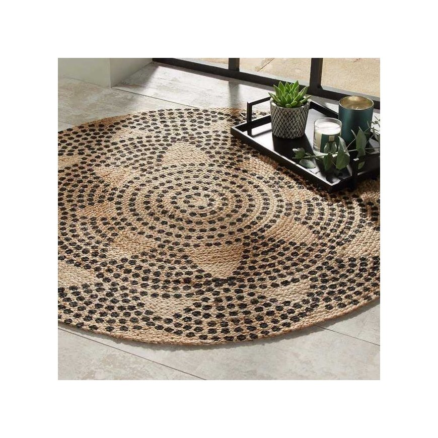 Atmosphera Round Jute Carpet, Ø 120 cm, geometric pattern – 2