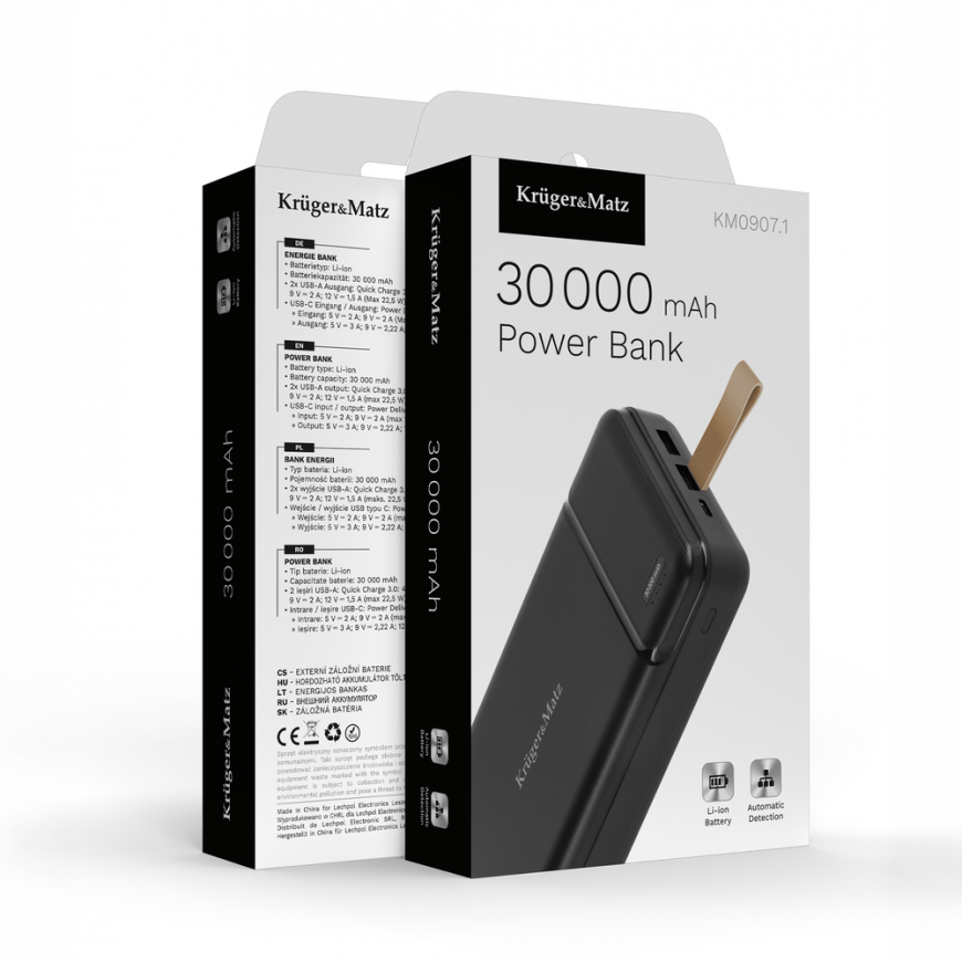 Kruger & Matz 30000 mAh lithium-ion external battery with QC and PD functions – 4