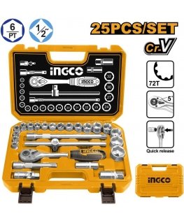 Orkaitė Ingco socket set 1/2" 25pcs in case