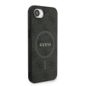 Dėklas Guess PU nahk 4G värviline rõngas rihm MagSafe kate iPhone 16e must