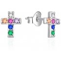 Agato Silver Earrings Cross with Colored Zirconia AGT-E169PC Agato Silver Earrings Cross with Colored Zirconia AGT-E169PC