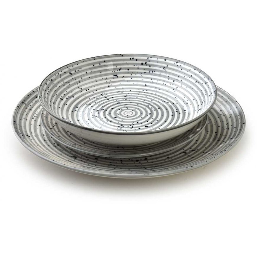 Lumarko Affek Design STRIPES Pelēks trauku komplekts 18 daļas. 27/19/20 cm bļodas, 550 ml