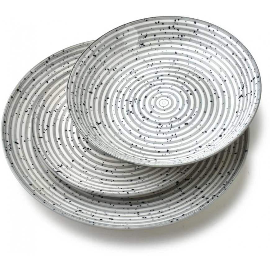 Lumarko Affek Design STRIPES Gray Tableware Set 18 pieces. Bowls 27/19/20 cm, 550 ml – 2