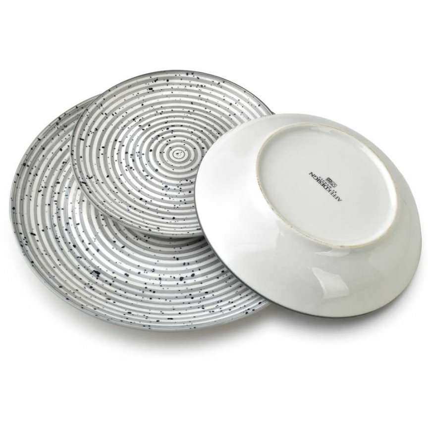 Lumarko Affek Design STRIPES Gray Tableware Set 18 pieces. Bowls 27/19/20 cm, 550 ml – 3